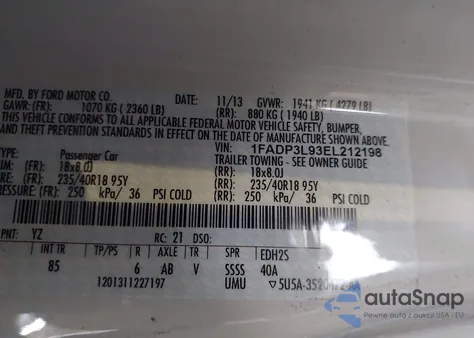 2014 Ford Focus St z USA, uszkodzony, nr VIN 1FADP3L93EL212198